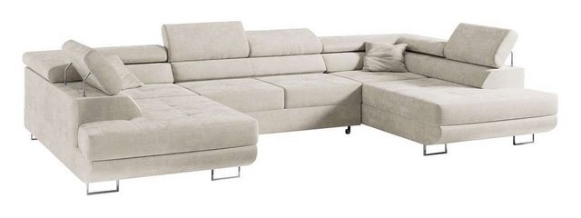 DB-Möbel Ecksofa „Venom“ U-Form Couch mit Schlaffunktion, Wohnzimmer.