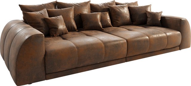 DELIFE Big-Sofa Violetta, Braun 310×135 cm Antik Optik inklusive Kissen Big-Sofa