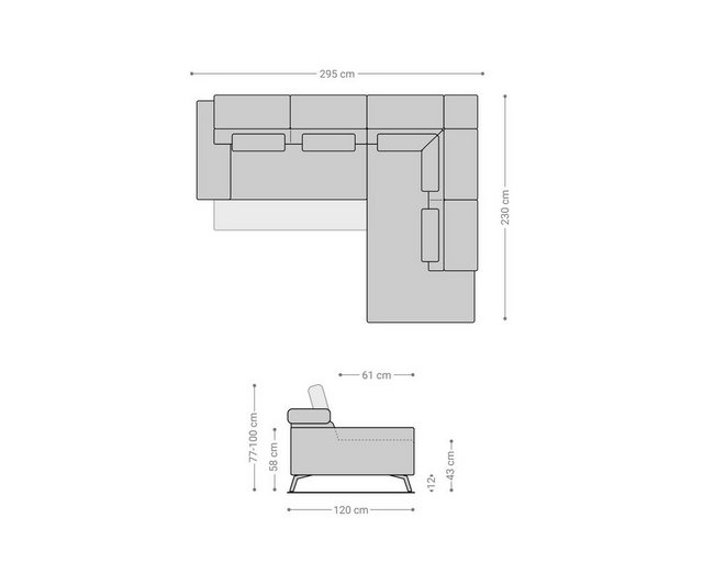 DELIFE Ecksofa Catan, Mikrofaser Anthrazit 295×230 Ottomane rechts Relaxfunktion Ecksofa