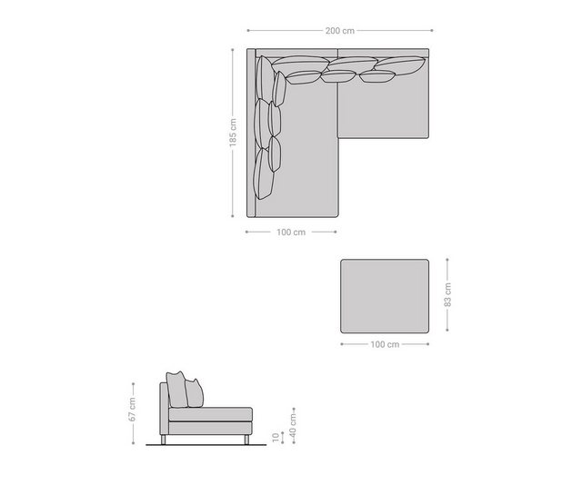 DELIFE Ecksofa Clovis, Braun Antik Optik mit Hocker Ottomane Links Ecksofa modular