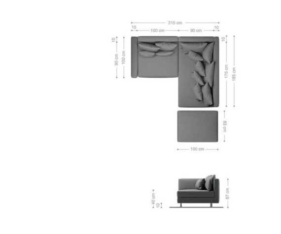 DELIFE Ecksofa Clovis, Weiss Hellgrau Hocker Armlehne Ottomane Rechts Ecksofa Modulsofa