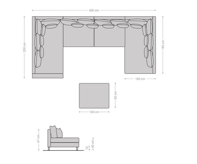 DELIFE Wohnlandschaft Clovis, XL Braun Antik Optik Hocker Armlehne Wohnlandschaft modular