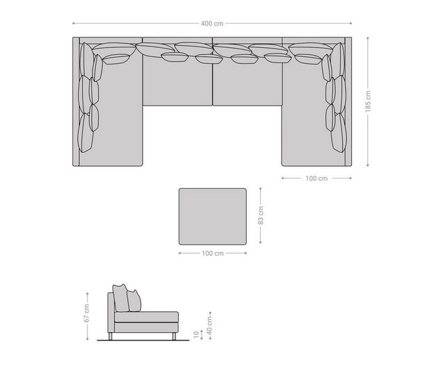 DELIFE Wohnlandschaft Clovis, XL Braun Antik Optik mit Hocker Wohnlandschaft Modules Sofa