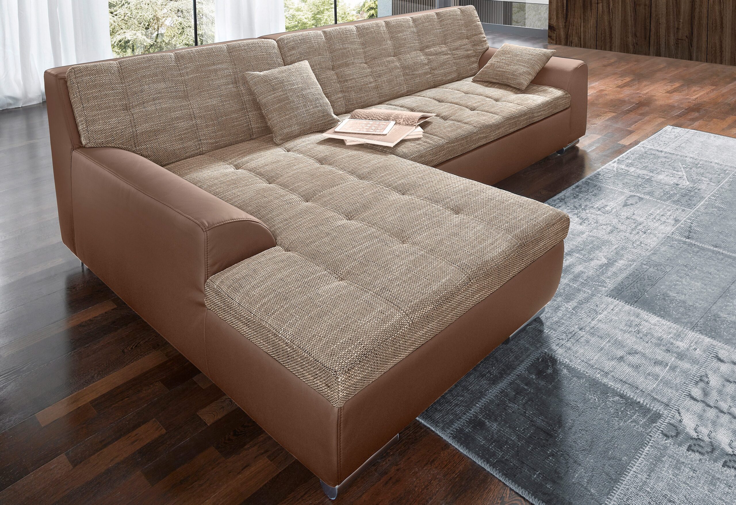 DOMO collection Ecksofa Treviso, wahlweise mit Bettfunktion, incl. Zierkissen