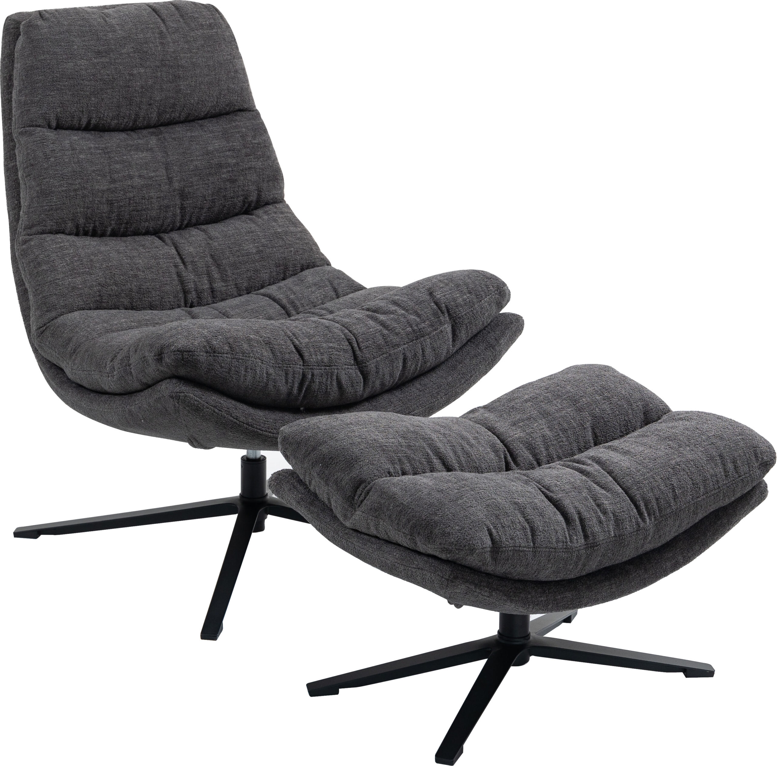 Duo Collection Relaxsessel „Porto“, 360 drehbar, doppelte Polsterung, mit Hocker, bis 115 kg belastbar