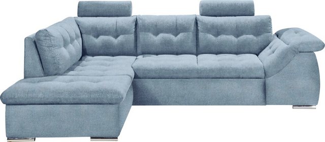 ED EXCITING DESIGN Ecksofa Oman L-Form, mit Bettfunktion, Bettkasten, Armteilverstellung, Kopfstützen