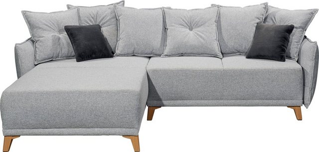 ED EXCITING DESIGN Ecksofa Pamplona L-Form, mit Bettfunktion, Bettkasten, Rücken- und Zierkissen, frei im Raum