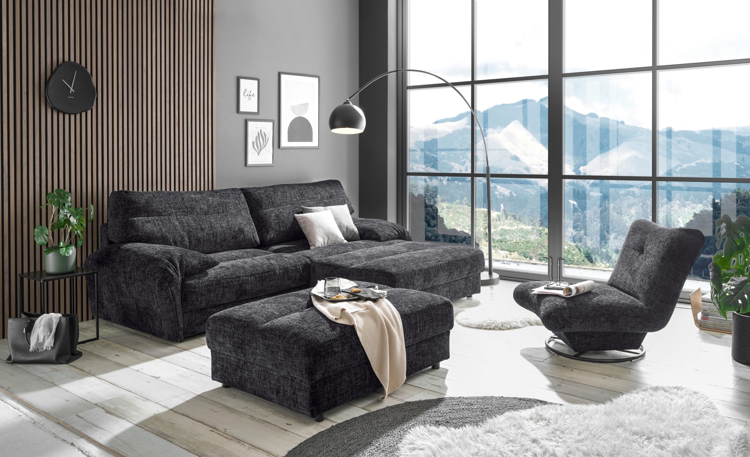 ED EXCITING DESIGN Ecksofa „Princeton L-Form“, frei im Raum stellbar