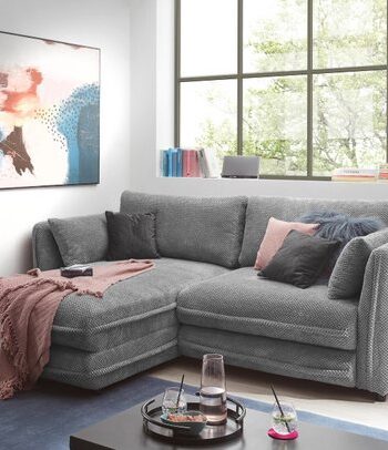 ED EXCITING DESIGN Ecksofa Stanley, mit Schlaffunktion, Bettkasten, Zierkissen, Rückenkissen