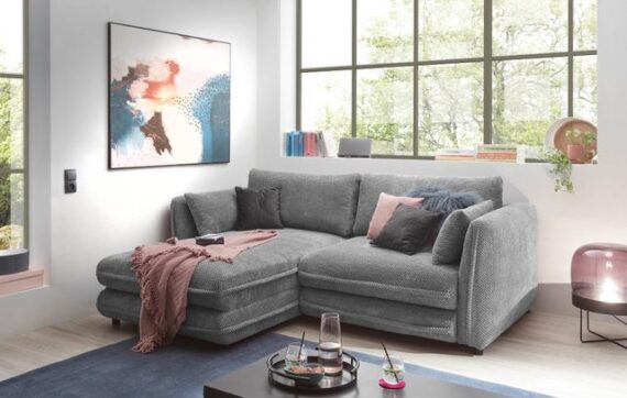 ED EXCITING DESIGN Ecksofa Stanley, mit Schlaffunktion, Bettkasten, Zierkissen, Rückenkissen