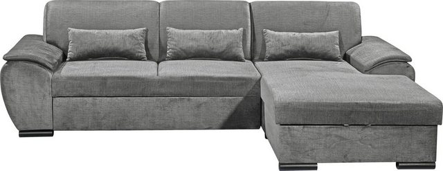 ED EXCITING DESIGN Ecksofa Tampa L-Form, frei im Raum stellbar, mit Bettkasten, Schlaffunktion, 3 Nierenkissen