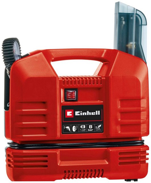 Einhell Koffer-Kompressor TC-AC 190 OF Set, 1100 W, max. 8 bar, Set, 4-tlg., inkl. Koffer für universelle Aufbewahrung von Werkzeug und Zubehör