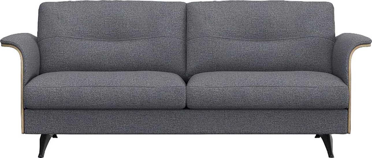 FLEXLUX 2,5-Sitzer „Glow Sofa, Couch, Premium-Sitzkomfort: Kaltschaum & Federkern“, Armlehnenblende in geölter Eiche, Fuß schwarz