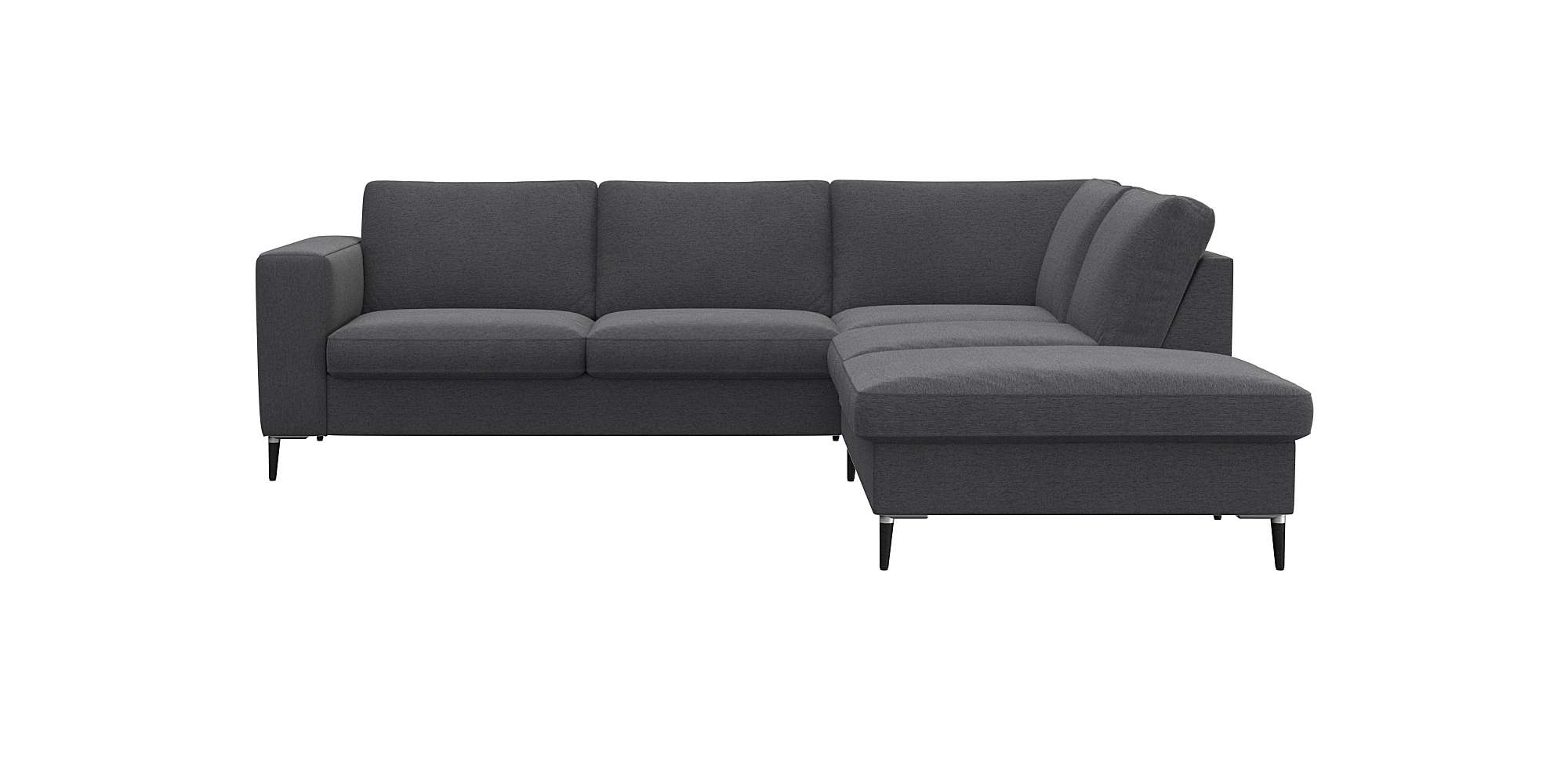 FLEXLUX Ecksofa „Fiore, L-Form“, breite Armlehnen, Füße Alu/schwarz, B/T 241/225 cm, Kaltschaum im Sitz