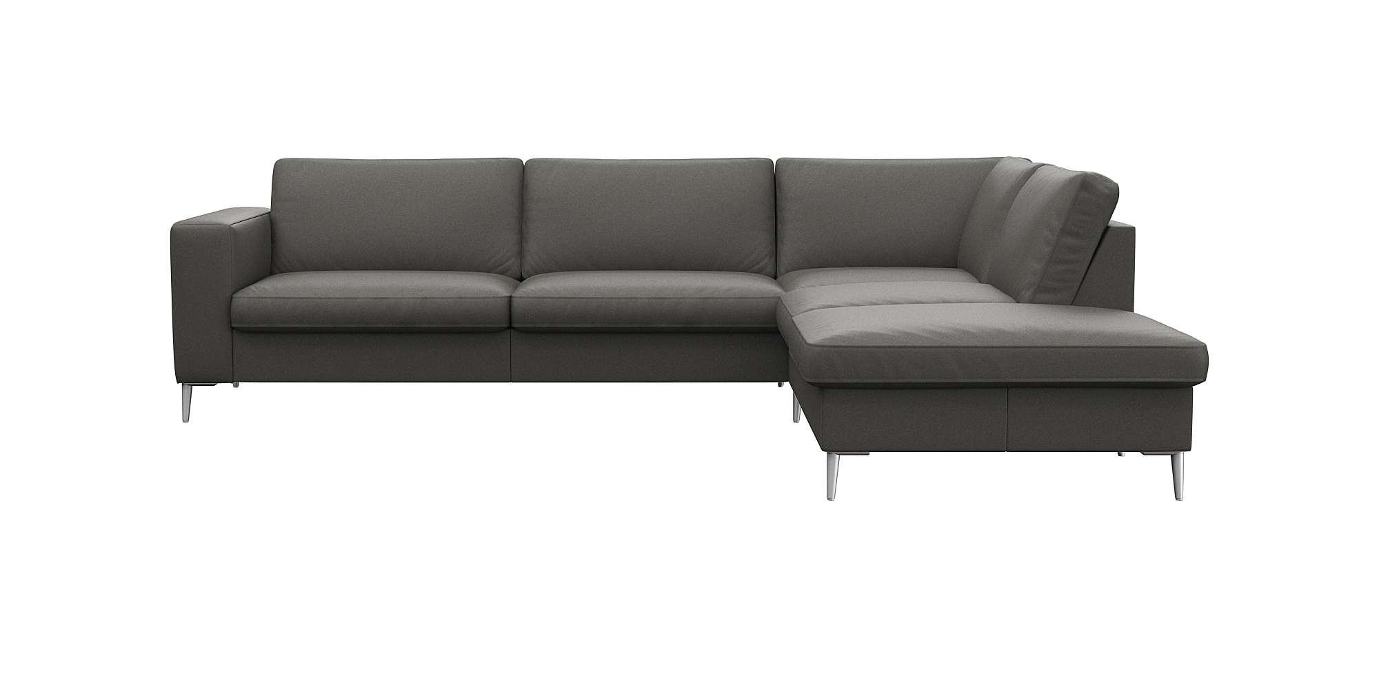 FLEXLUX Ecksofa „Fiore, super Sitzkomfort durch Kaltschaum im Sitz, L-Form“, breite Armlehnen, Füße Alu