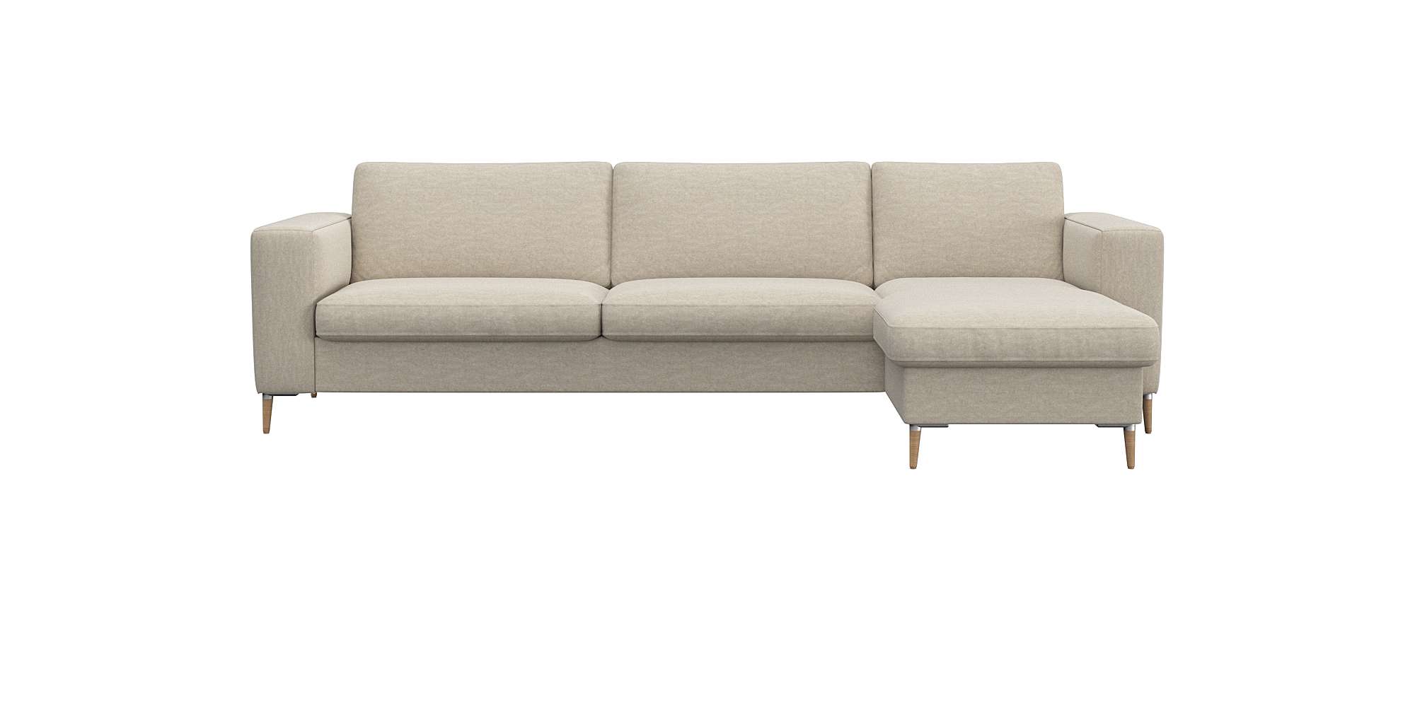 FLEXLUX Ecksofa „Fiore, super Sitzkomfort durch Kaltschaum im Sitz, L-Form“, breite Armlehnen, Kaltschaum, Füße Alu+ Eiche