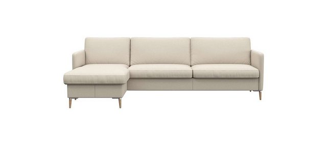 FLEXLUX Ecksofa Fiore, super Sitzkomfort durch Kaltschaum im Sitz, L-Form, schmale Armlehnen, Füße Alu+ Eiche