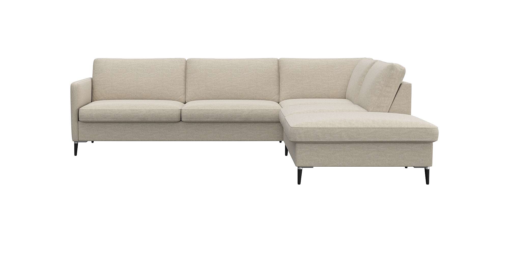 FLEXLUX Ecksofa „Fiore, super Sitzkomfort durch Kaltschaum im Sitz, L-Form“, schmale Armlehnen, Füße Alu+schwarz