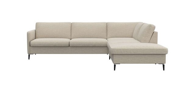 FLEXLUX Ecksofa Fiore, super Sitzkomfort durch Kaltschaum im Sitz, L-Form, schmale Armlehnen, Füße Alu+schwarz