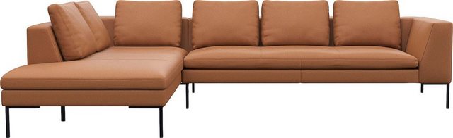 FLEXLUX Ecksofa Loano, superbequemer Sitzkomfort durch Kaltschaum im Sitz, L-Form, modernes Sofa, frei im Raum stellbar, lose Kissen, hoher Fuß