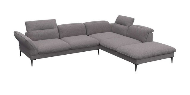 FLEXLUX Ecksofa Salino, Funktionssofa mit Ottomane, Relaxsofa, Ecksofa, Sofa mit Arm- und Kopfteil-Verstellungen, Kaltschaum & Stahl-Wellen