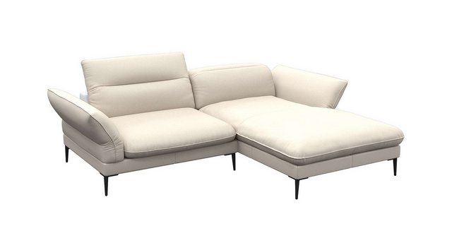 FLEXLUX Ecksofa Salino, Funktionssofa mit Recamiere, Relaxsofa, Ecksofa, Sofa mit Arm- und Kopfteil-Verstellungen, Kaltschaum & Stahl-Wellen