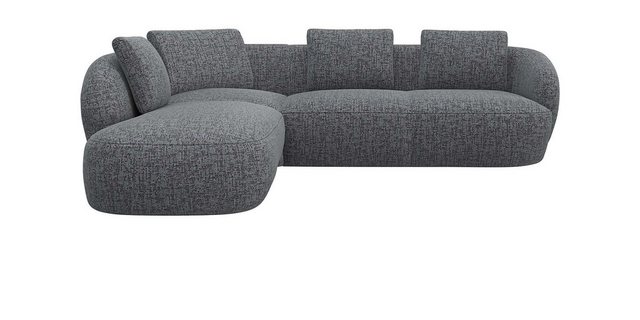 FLEXLUX Ecksofa Torino, rund, L-Form, Sofa-Ecke mit Ottomane, Modernes, organisches Sofa-Design, Kaltschaum, Wellenunterfederung