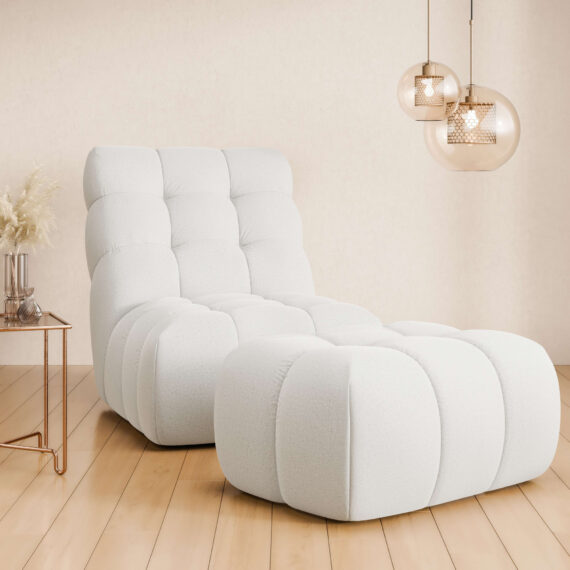 Guido Maria Kretschmer Home&Living XXL-Sessel "AURELIAN Loveseat XXL mit Hocker im Set, Lese-Sessel, Relaxsessel,", mit Wellenunterfederung, Struktur fein, Struktur grob, Velours