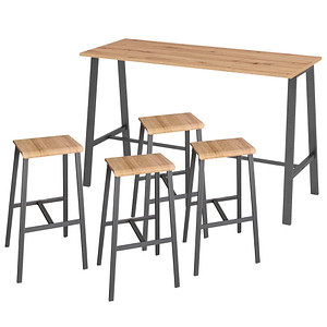 HAMMERBACHER Stehtisch-Set Meeting Point Industrial asteiche rechteckig, 4-Fuß-Gestell grau, 175,0 x 68,0 x 104,2 cm