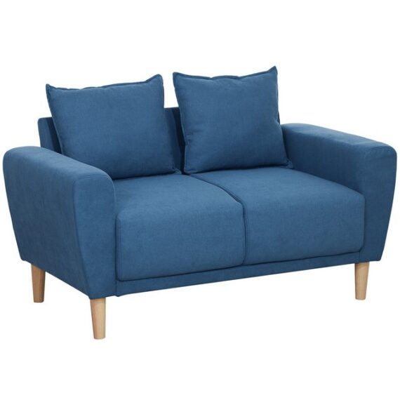 HOMCOM 2-Sitzer mit 2 Kissen, 51cm extra tiefen Sitzen, Holzrahmen, aus Samt, Doppelsofa 1 Teile, für Wohnzimmer Schlafzimmer Büro, 133 x 73 x 81 cm, Blau