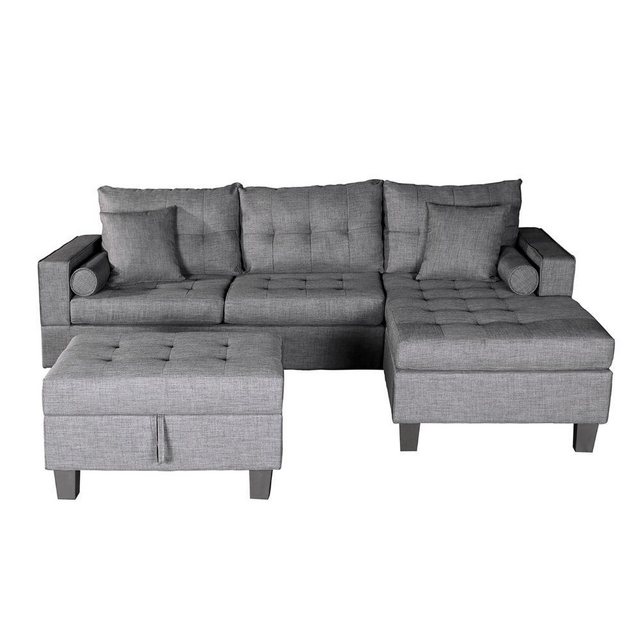 HOME DELUXE Ecksofa Sofa ROM, 242,6 x 154,3 x 90,8 cm 3 Teile, Eckteil links oder rechts frei wählbar, Wohnzimmersofa, Eckcouch