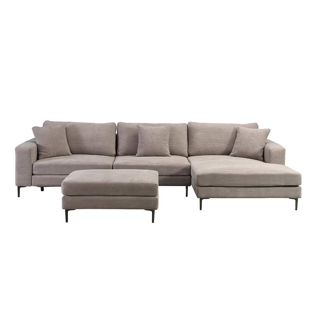 HOME DELUXE Sofa BELLANO Cord – 340 x 188 x 94 cm, inkl. Zierkissen Cordsofa, L – Form Sofa, Ecksofa, Cordstoff