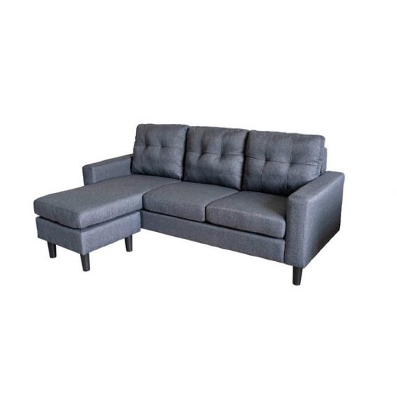 HTI-Living 3-Sitzer Polstercouch mit variabler Ottomane Reva Grau, Stück 1 Teile, Dreisitzer mit Hocker Ecksofa