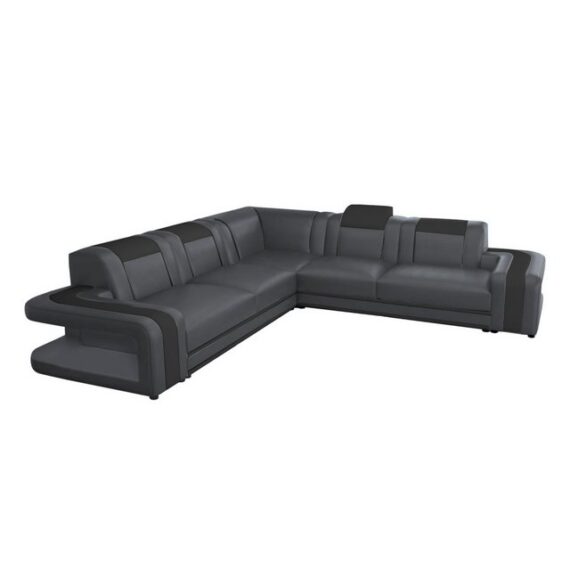 HTI-Living Ecksofa Ecksofa Cerik Grau, Stück 1 Teile, Couch Wohnlandschaft Kunstleder mit verstellbaren Kopfstützen