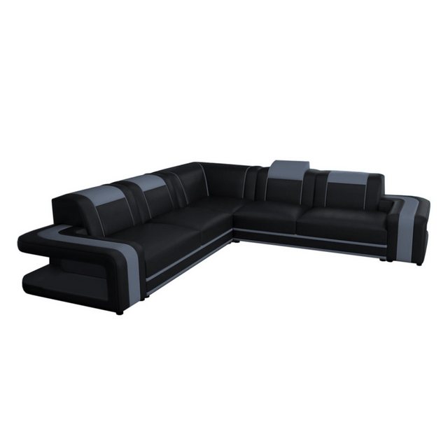 HTI-Living Ecksofa Ecksofa Cerik Schwarz, Stück 1 Teile, Couch Wohnlandschaft Kunstleder mit verstellbaren Kopfstützen