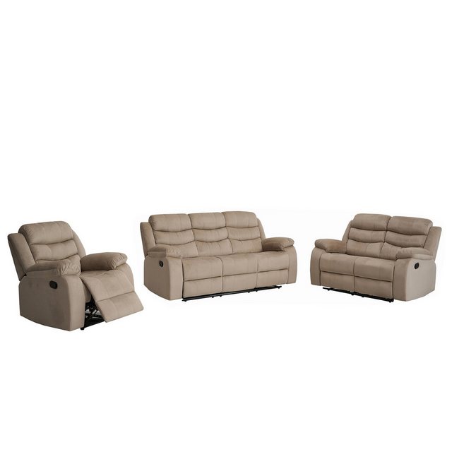 HTI-Living Ecksofa Sofagarnitur Beige Kirwall, Set 3 Teile, Couch Zweisitzer Sessel mit Fußstütze