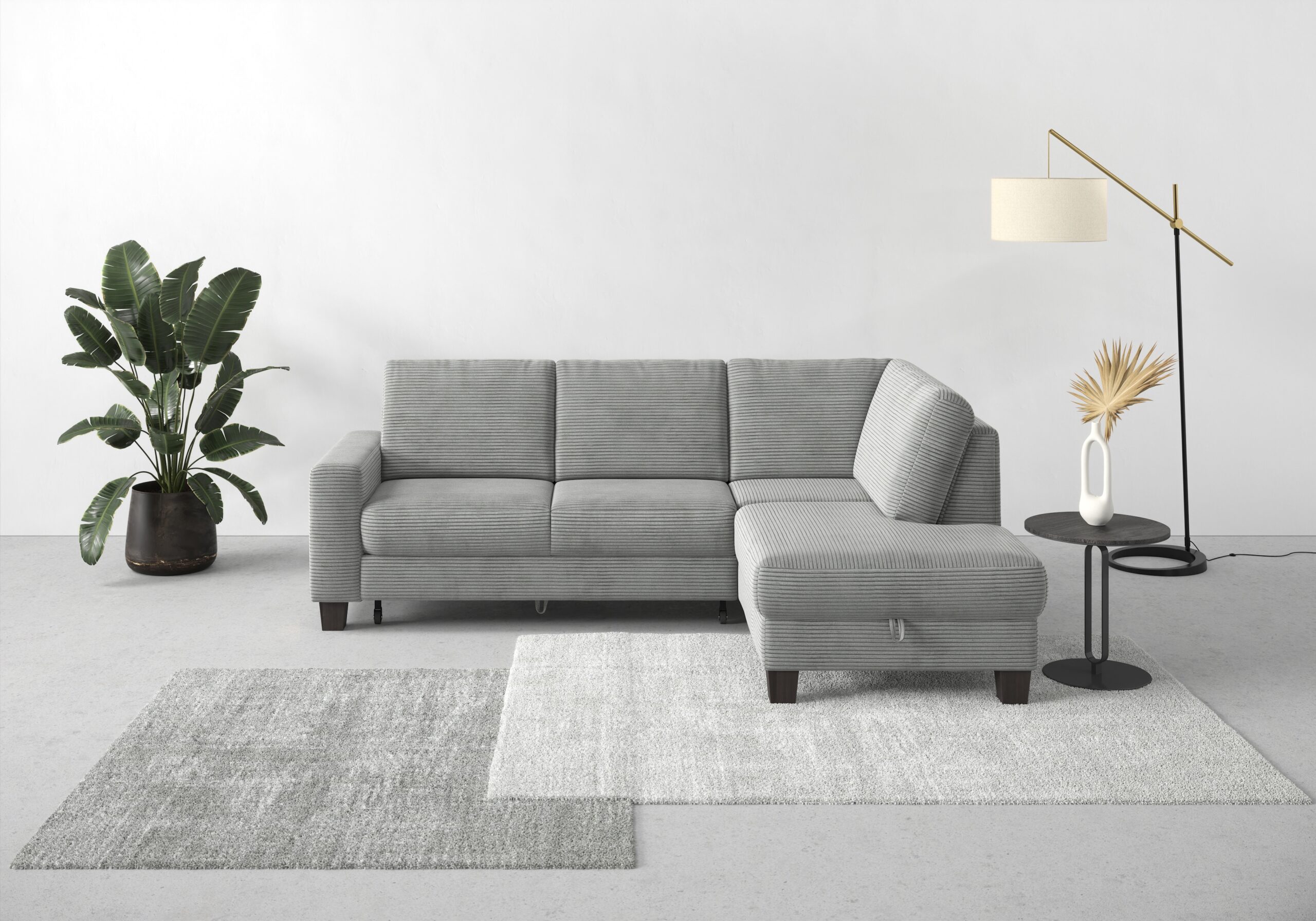 Home affaire Ecksofa „Summer L-Form“, mit Ottomane, mit oder ohne Bettfunktion und Bettkasten, Cord-Bezug