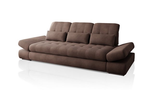 Hygger Möbelhaus Big-Sofa Bronx XXL Couch Inkl. Sitztiefenverstellung, Arm, Kopfteilverstellung, Wahlweise mit Bettfunktion, Schlaffläche 165 cm, Nierenkissen – 3 St, Der Rahmen ist verstärkt, Hergestellt in Europa