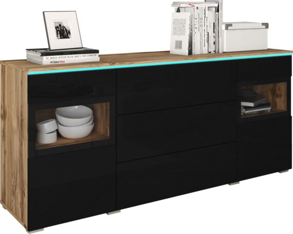 INOSIGN Sideboard "VERA", Moderne grifflose Kommode mit Beleuchtung,verstellbare Einlegeböden