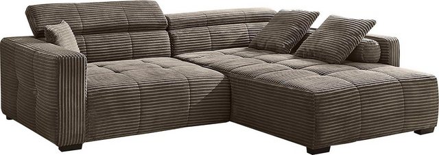 Jockenhöfer Gruppe Ecksofa Severino L-Form im Big-Sofa-Style, mit Kopfteilverstellung, rechts/links montierbar, Wellenfederung