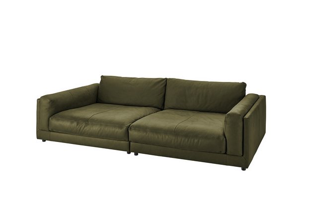 KAWOLA Big-Sofa RAINA, Couch Cord oder Leder verschiedene Farben 254×150 cm