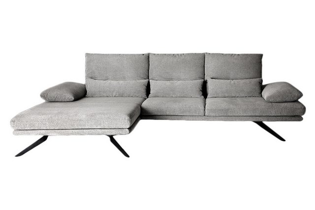 KAWOLA Ecksofa FENICE, Couch L-Form rechts oder links Stoff hellgrau 297×168 cm