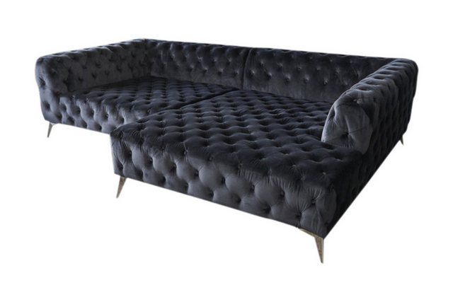 KAWOLA Ecksofa NARLA, Couch Chesterfield L-Form rechts oder links Velvet 279×190 cm