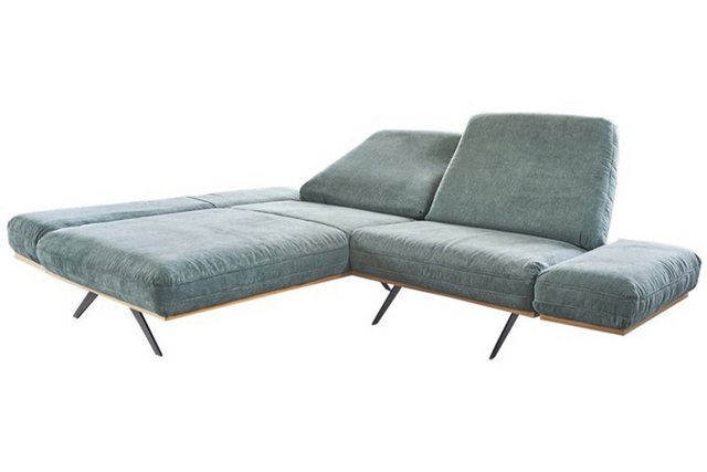 KAWOLA Ecksofa NINO, Couch L-Form rechts oder links Stoff petrol 250×99 cm