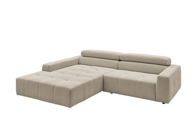 KAWOLA Ecksofa RENO, L-Form rechts oder links, mit oder ohne Sitzvorzug Feincord 258×217 cm