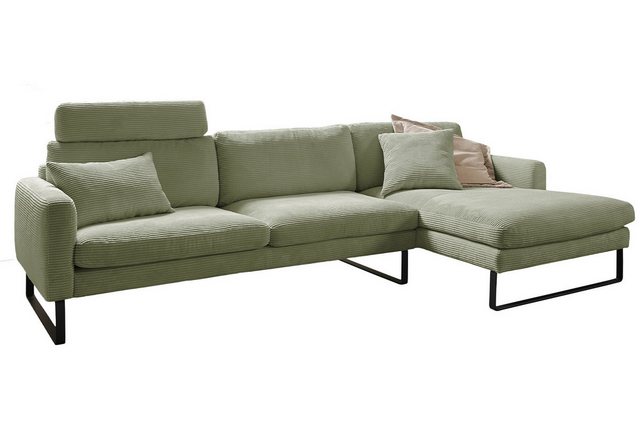 KAWOLA Ecksofa RICARDA, Couch L-Form rechts oder links Cord verschiedene Farben 298×154 cm