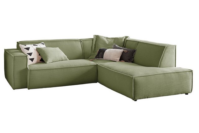 KAWOLA Ecksofa SAMU, Couch L-Form rechts oder links Cord verschiedene Farben 254×224 cm