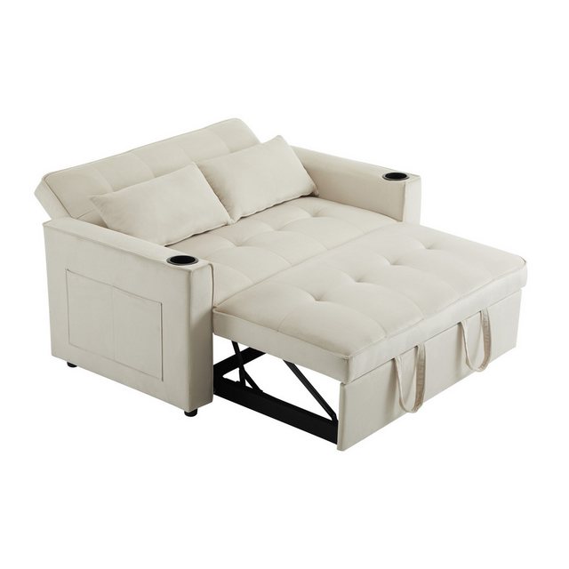 KLAM HOME Schlafsofa Klappbares Schlafsofa Freizeit-Sofa Sessel mit Schlaffunktion, Schlafsofa mit Getränkehalter und Kissen für Wohnzimmer Schlafzimmer