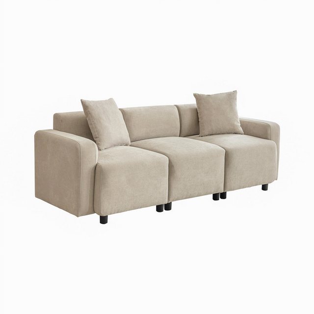 KLAM HOME Sofa 3-Sitzer Sofa mit 2 Zierkissen, 1 Teile, Moderne Sofa Polstersofa gepolstert Sofa für 3-4 Personen, bis 360 kg