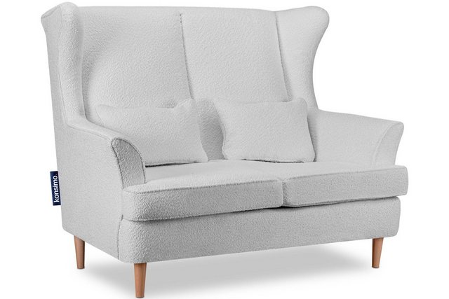 KONSIMO 2-Sitzer STRALIS Sofa 2 Personen, zeitloses Design, hohe Füße, mit zwei dekorativen Kissen inklusive